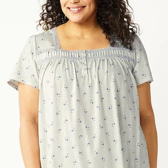 Croft & Barrow Cotton blend Short Sleeve Nightgown 3X - Picture 2 of 9